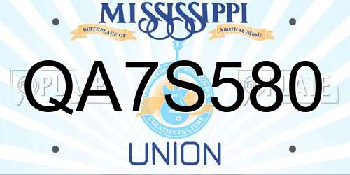 QA7S580 Mississippi License Plate
