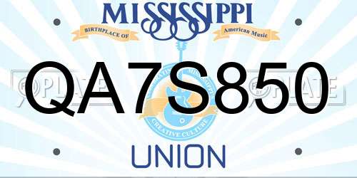 QA7S850 Mississippi License Plate