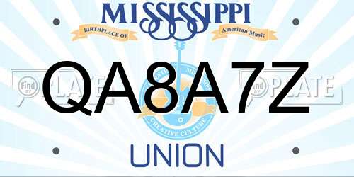 QA8A7Z Mississippi License Plate