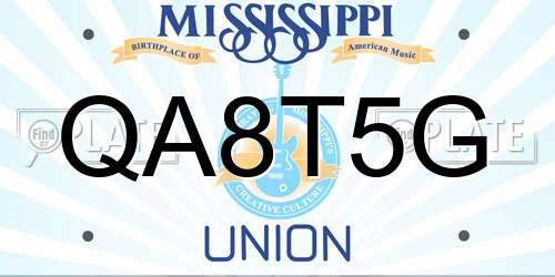 QA8T5G Mississippi License Plate