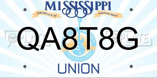 QA8T8G Mississippi License Plate