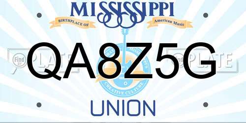 QA8Z5G Mississippi License Plate
