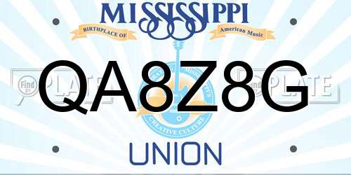 QA8Z8G Mississippi License Plate