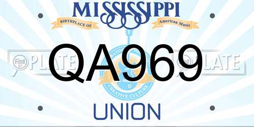 QA969 Mississippi License Plate
