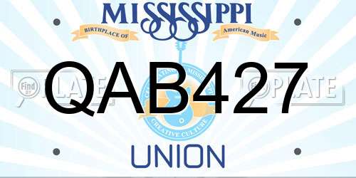 QAB427 Mississippi License Plate