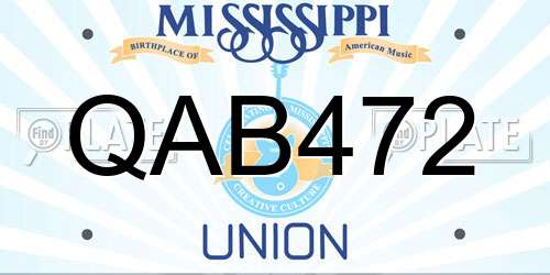 QAB472 Mississippi License Plate
