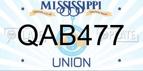 QAB477 Mississippi License Plate