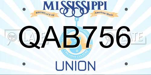 QAB756 Mississippi License Plate
