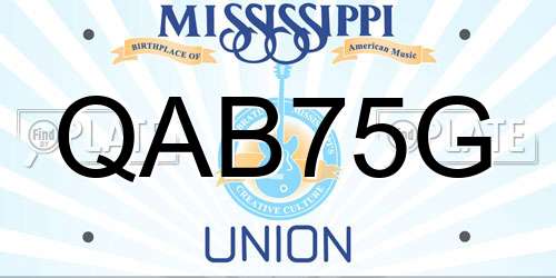 QAB75G Mississippi License Plate