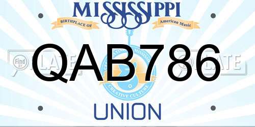 QAB786 Mississippi License Plate