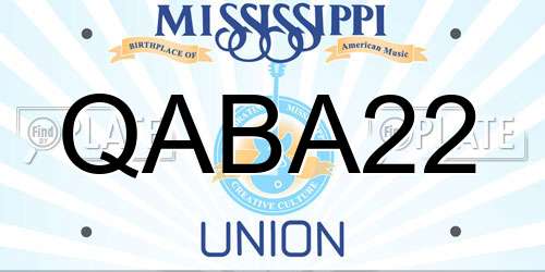 QABA22 Mississippi License Plate