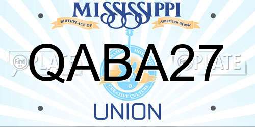 QABA27 Mississippi License Plate