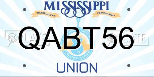 QABT56 Mississippi License Plate