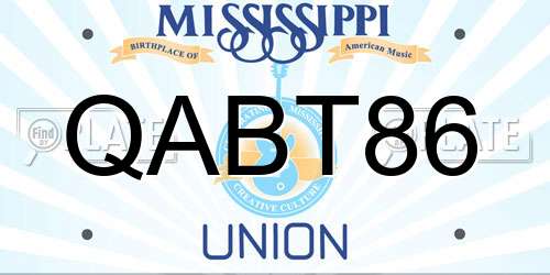QABT86 Mississippi License Plate