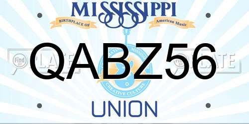 QABZ56 Mississippi License Plate