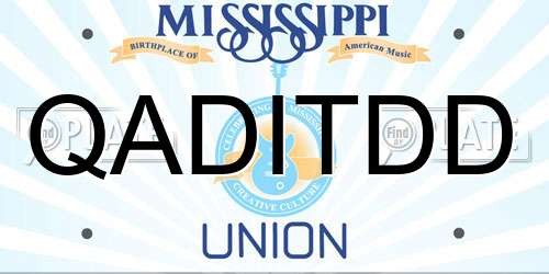QADITDD Mississippi License Plate