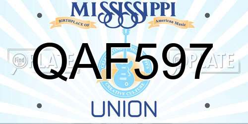 QAF597 Mississippi License Plate