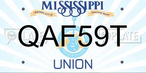 QAF59T Mississippi License Plate