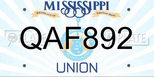 QAF892 Mississippi License Plate