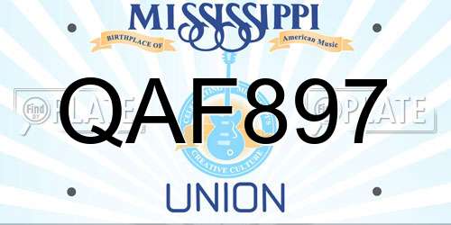 QAF897 Mississippi License Plate