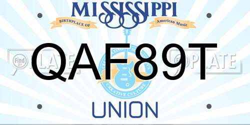 QAF89T Mississippi License Plate