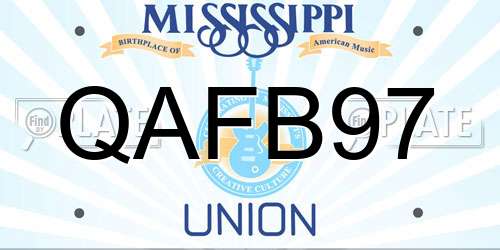 QAFB97 Mississippi License Plate