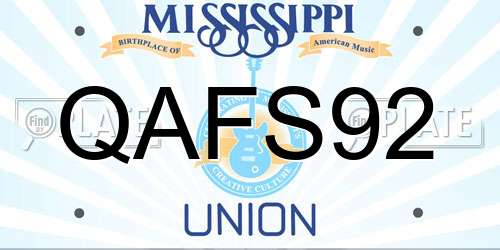 QAFS92 Mississippi License Plate