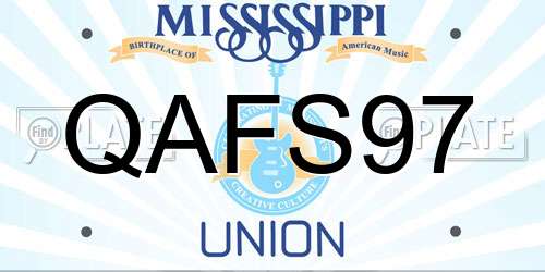 QAFS97 Mississippi License Plate
