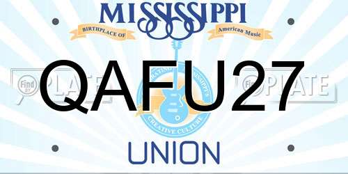 QAFU27 Mississippi License Plate