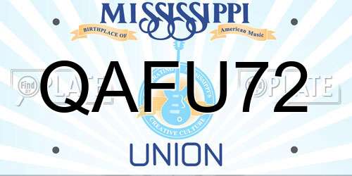 QAFU72 Mississippi License Plate
