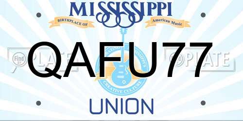 QAFU77 Mississippi License Plate
