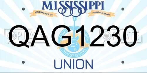 QAG1230 Mississippi License Plate