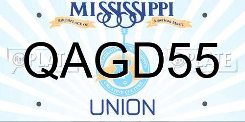 QAGD55 Mississippi License Plate
