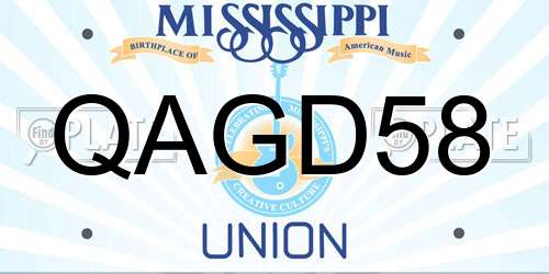QAGD58 Mississippi License Plate
