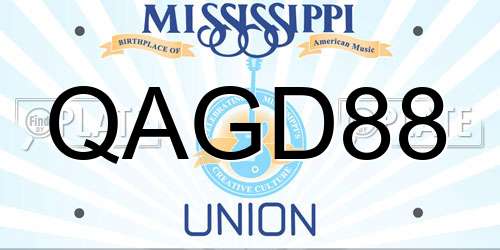 QAGD88 Mississippi License Plate