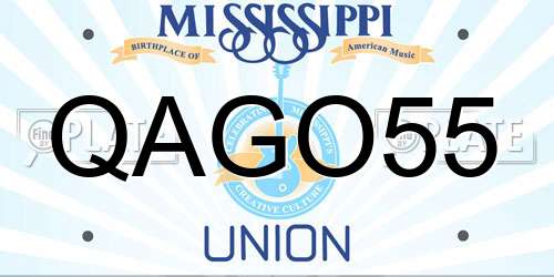 QAGO55 Mississippi License Plate