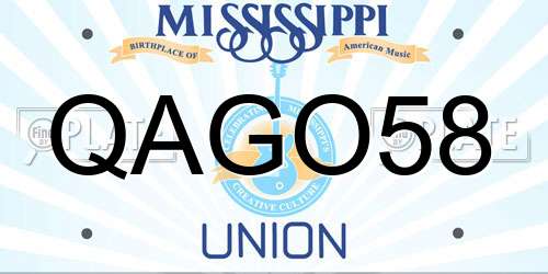 QAGO58 Mississippi License Plate