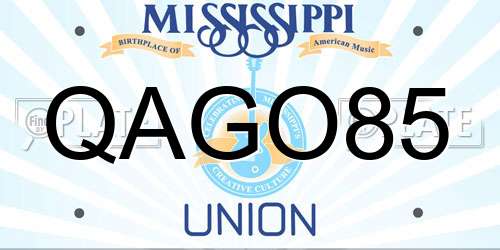 QAGO85 Mississippi License Plate