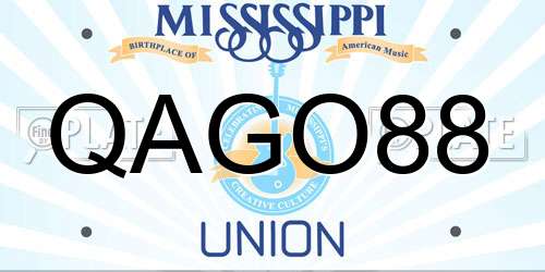 QAGO88 Mississippi License Plate