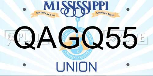 QAGQ55 Mississippi License Plate