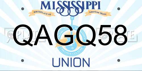 QAGQ58 Mississippi License Plate