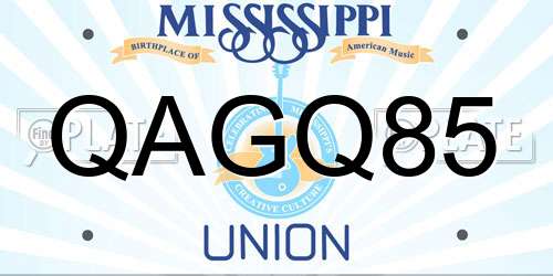QAGQ85 Mississippi License Plate