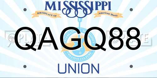 QAGQ88 Mississippi License Plate