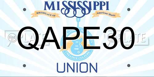 QAPE30 Mississippi License Plate