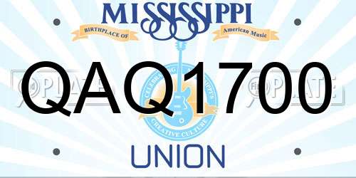 QAQ1700 Mississippi License Plate