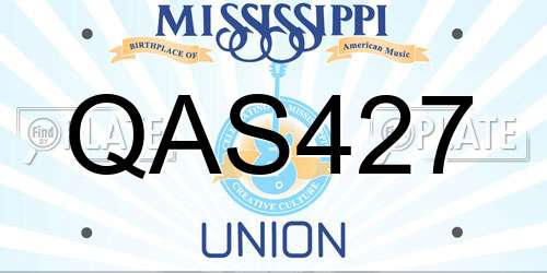 QAS427 Mississippi License Plate
