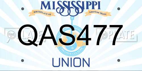QAS477 Mississippi License Plate