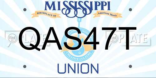 QAS47T Mississippi License Plate