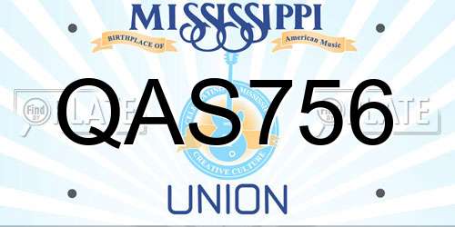 QAS756 Mississippi License Plate