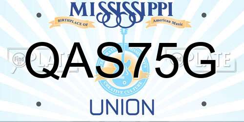 QAS75G Mississippi License Plate